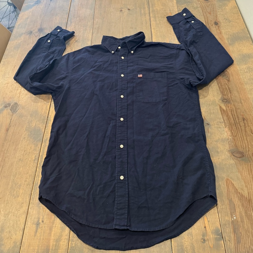 Ralph Lauren Jeans Men’s Long Sleeve Button Front Navy Blue 100% Cotton Shirt M